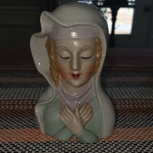 Elegant Ceramic Bust with Veil